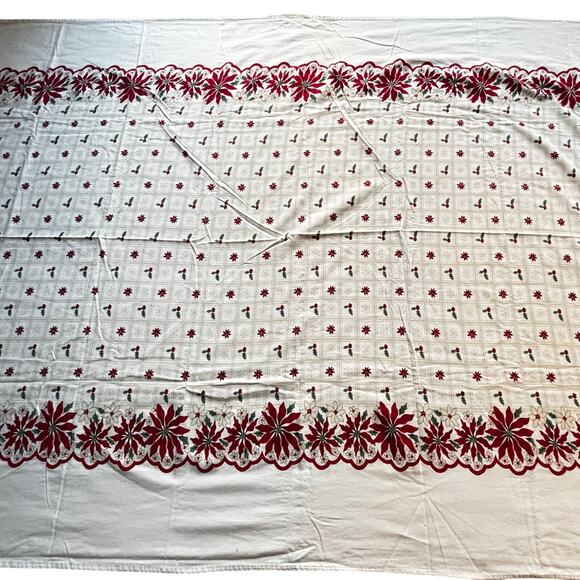 Martha Stewart cotton Christmas tablecloth farmhouse cottage style rectangle - Picture 3 of 8